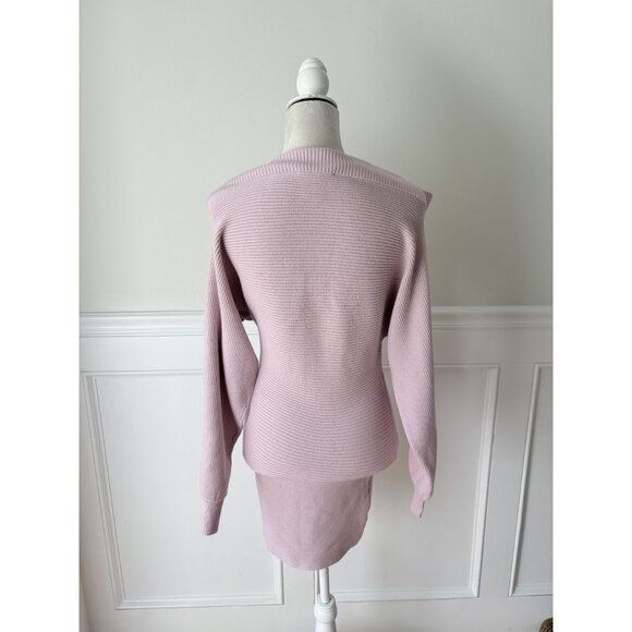 Forever 21 Ribbed Lavender Off-Shoulder Sweater Dress Stretch Knit Size S - Picture 4 of 7